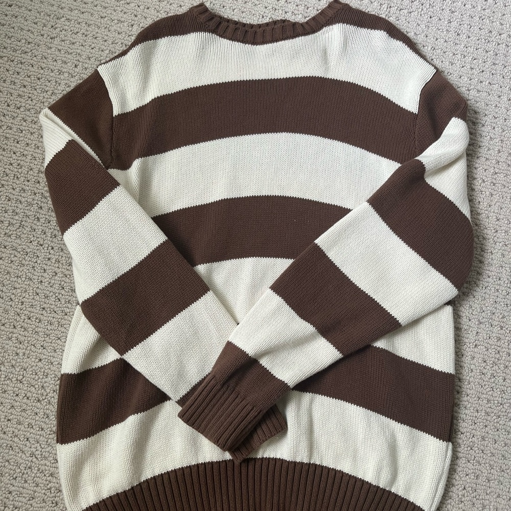 Cream + Brown Brianna Striped Sweater